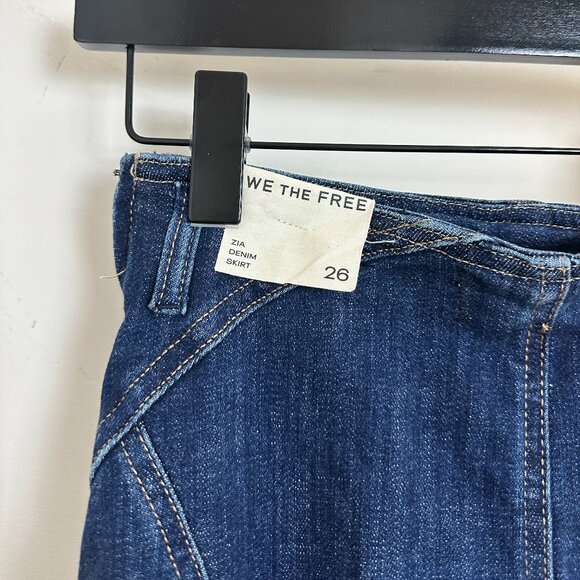 FREE PEOPLE Zia Denim Midi Skirt Size in Wash Bad Habits US 26 NWT - Picture 9 of 13
